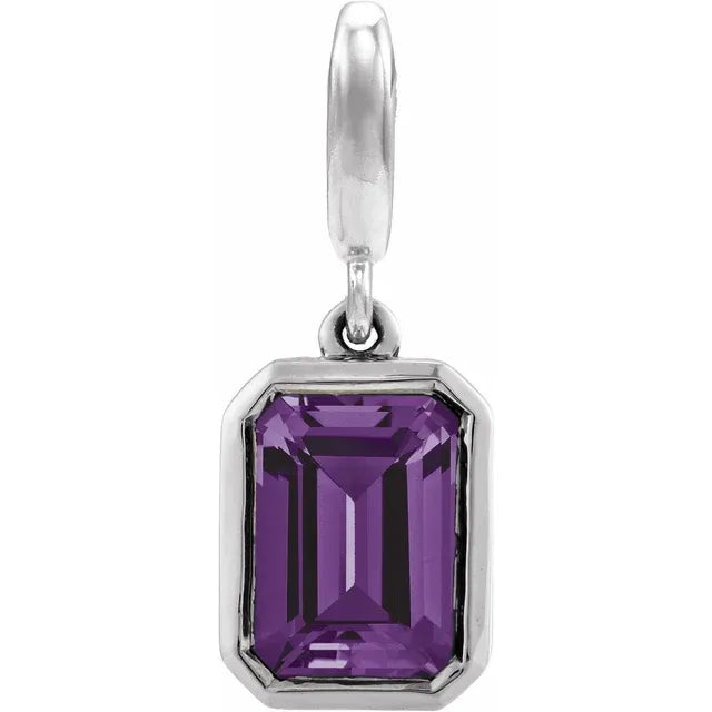 14K Emerald-Cut Gemstone Charm