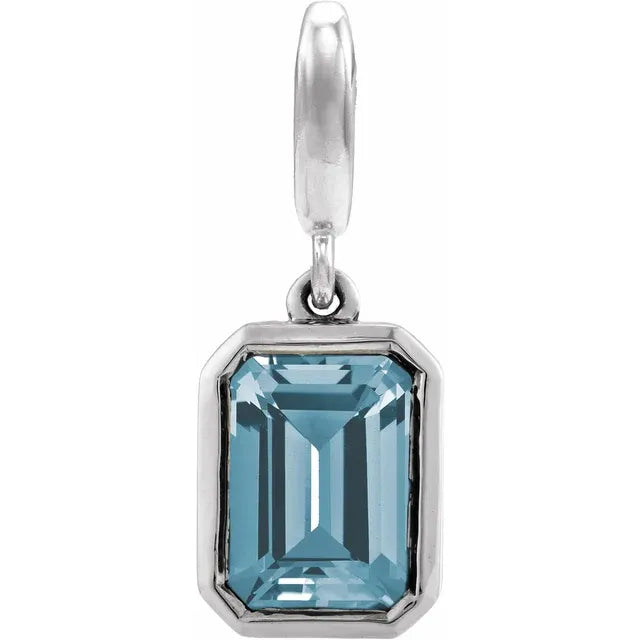 14K Emerald-Cut Gemstone Charm