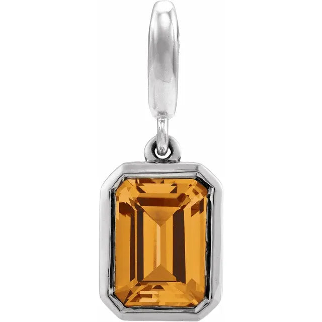 14K Emerald-Cut Gemstone Charm