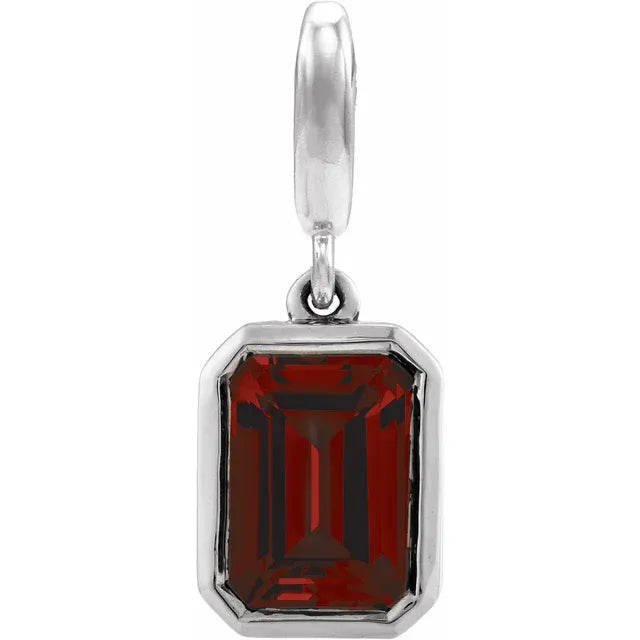 14K Emerald-Cut Gemstone Charm