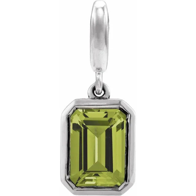 14K Emerald-Cut Gemstone Charm