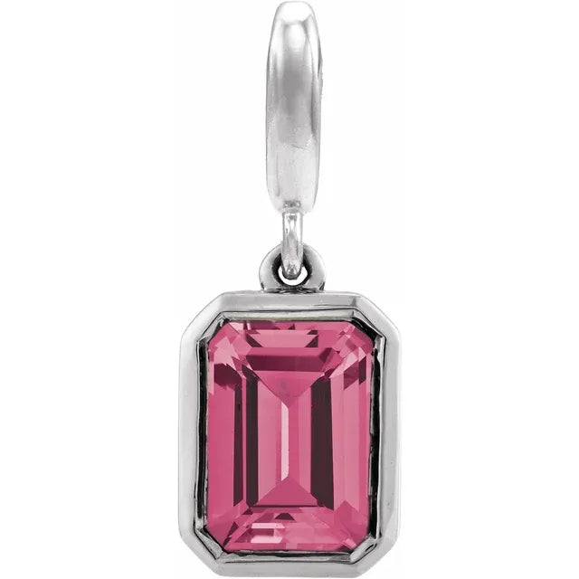 14K Emerald-Cut Gemstone Charm