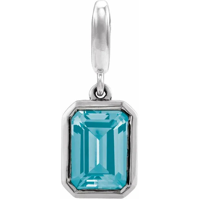 14K Emerald-Cut Gemstone Charm