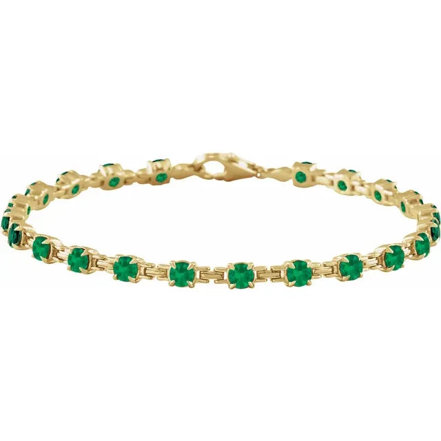 14K Gemstone Chain Link Line Bracelet