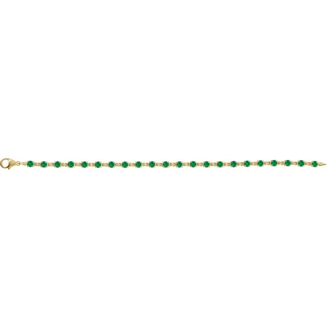 14K Gemstone Chain Link Line Bracelet