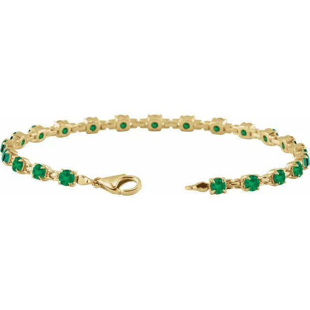 14K Gemstone Chain Link Line Bracelet