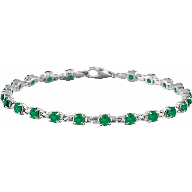 14K Gemstone Chain Link Line Bracelet