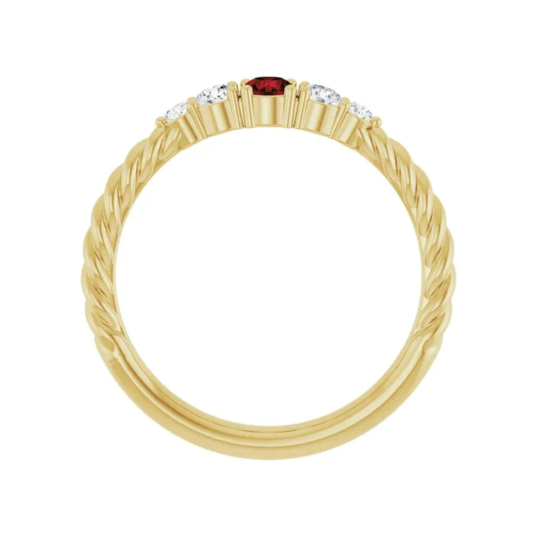 14K Gemstone &amp; Lab-Grown Diamond Stackable Ring