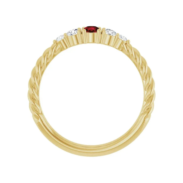 14K Gemstone &amp; Lab-Grown Diamond Stackable Ring