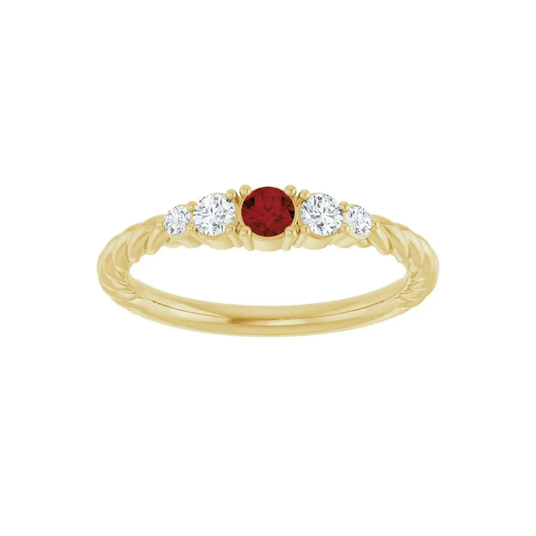 14K Gemstone &amp; Lab-Grown Diamond Stackable Ring