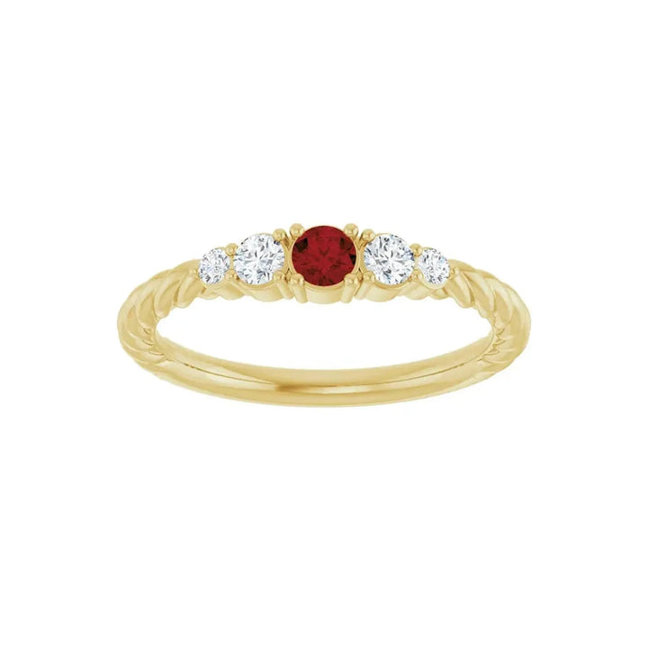 14K Gemstone &amp; Lab-Grown Diamond Stackable Ring
