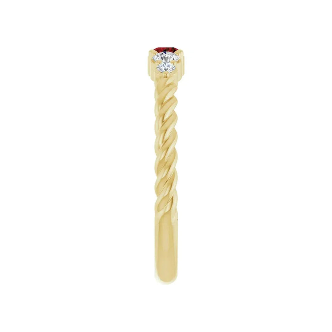 14K Gemstone &amp; Lab-Grown Diamond Stackable Ring