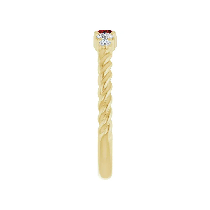 14K Gemstone &amp; Lab-Grown Diamond Stackable Ring