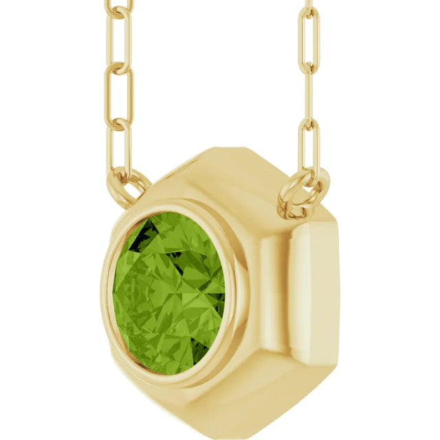 14K Geometric Bezel Gemstone Necklace