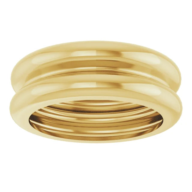 14K Grooved Dome Stackable Ring