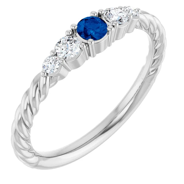 14K Gemstone &amp; Lab-Grown Diamond Stackable Ring