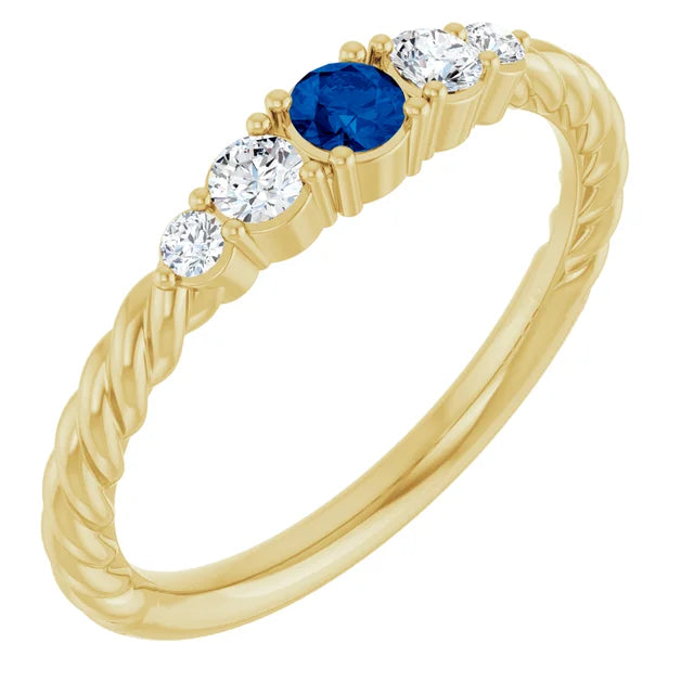 14K Gemstone &amp; Lab-Grown Diamond Stackable Ring
