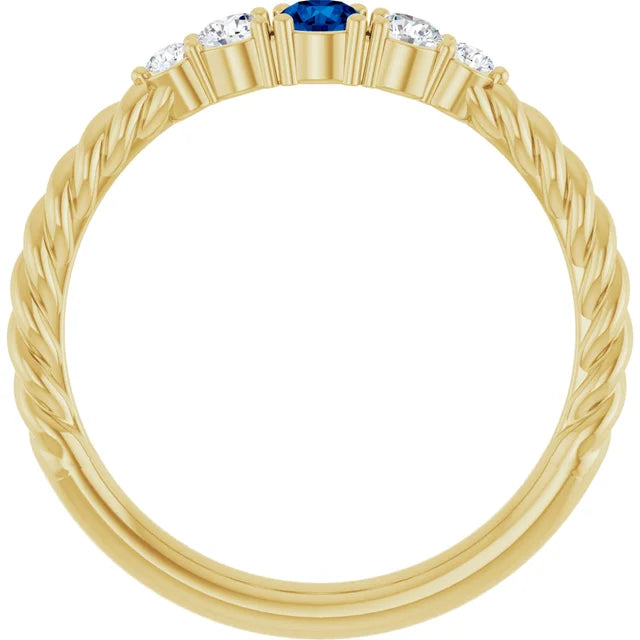 14K Gemstone &amp; Lab-Grown Diamond Stackable Ring