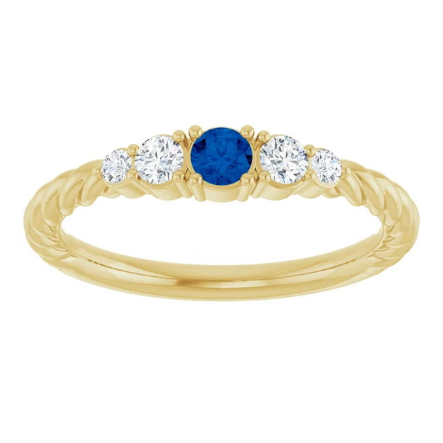 14K Gemstone &amp; Lab-Grown Diamond Stackable Ring