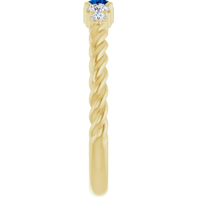 14K Gemstone &amp; Lab-Grown Diamond Stackable Ring