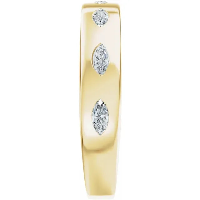 14K Lab-Grown Marquise Diamond Anniversary Band