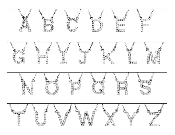 14K Natural Diamond Initial Necklace