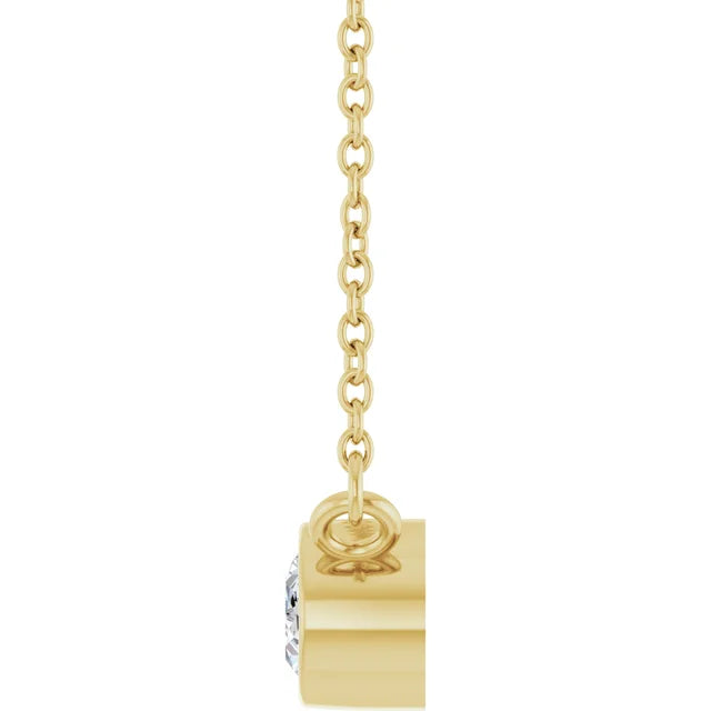 14K Oval Bezel Diamond Solitaire Necklace