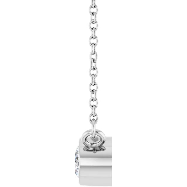14K Oval Bezel Diamond Solitaire Necklace