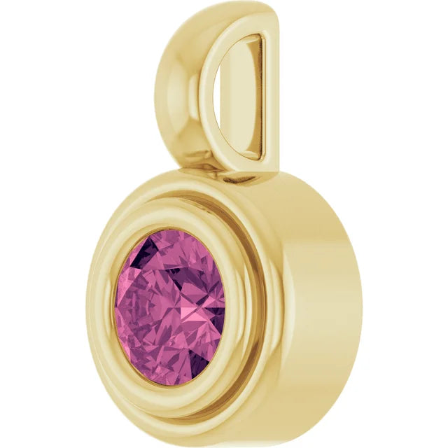 14K Round Bezel Charm Pendant