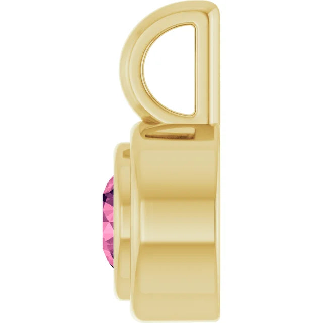14K Round Bezel Charm Pendant