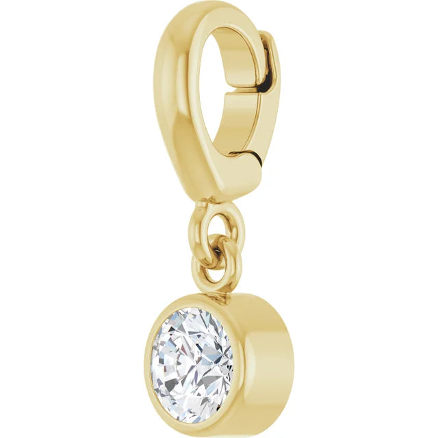 14K Round Bezel Gemstone Charm