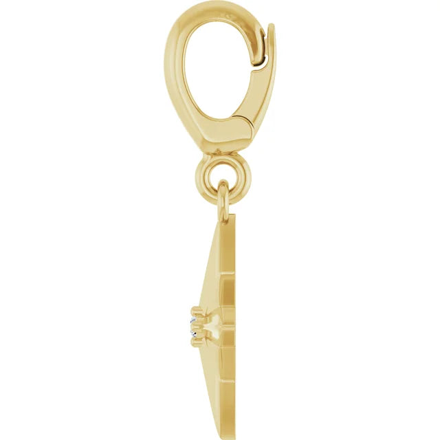 14K Round Natural Diamond North Star Charm