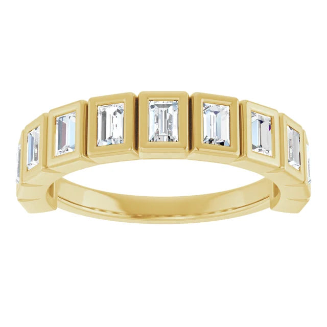 14K Straight Baguette Bezel Diamond Anniversary Band
