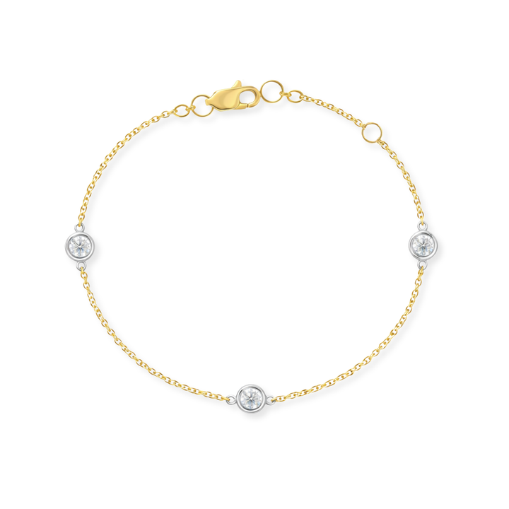 14K Two-Tone Bezel Diamond Station Bracelet