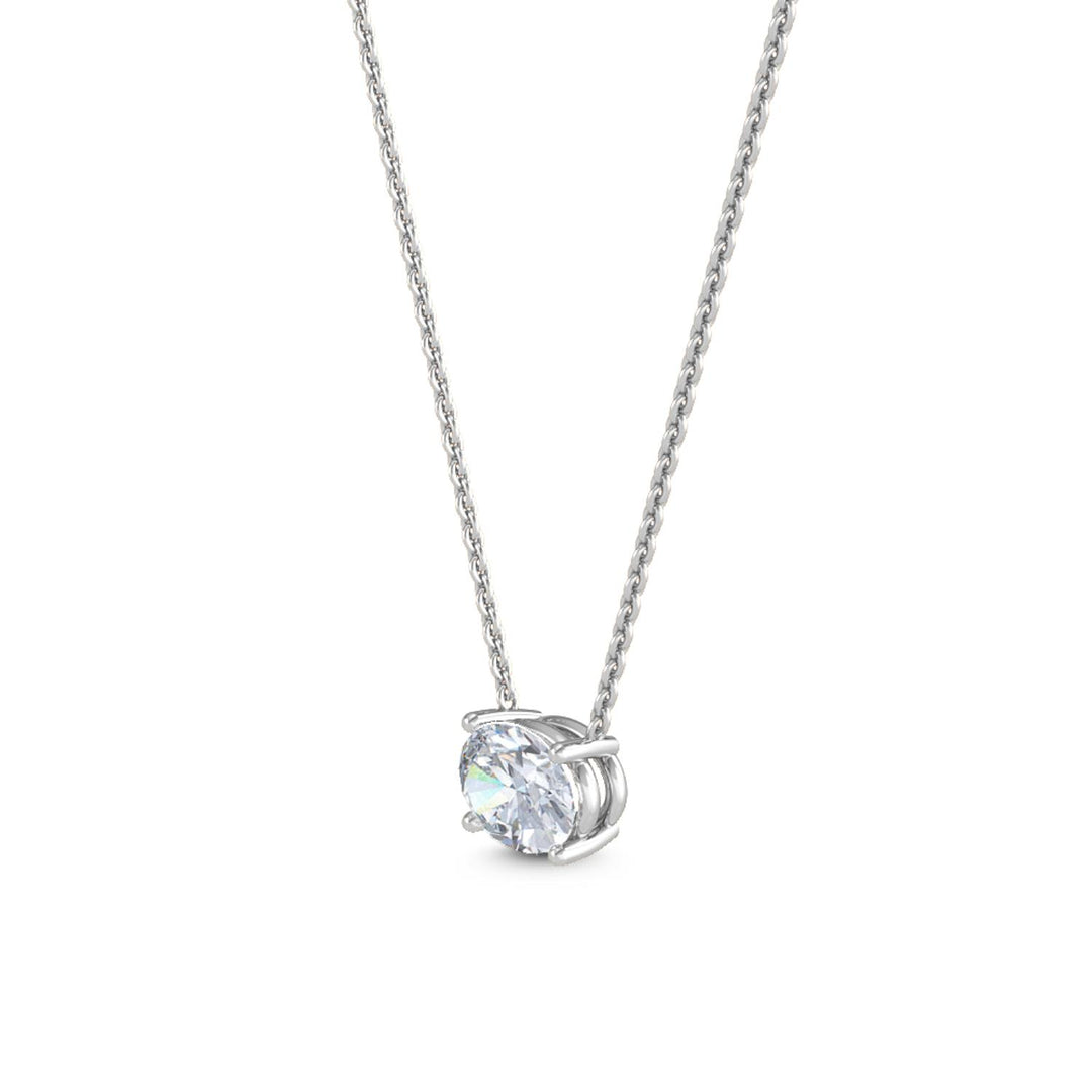 14KW 0.75CT Lab Grown Oval Solitaire Diamond Necklace