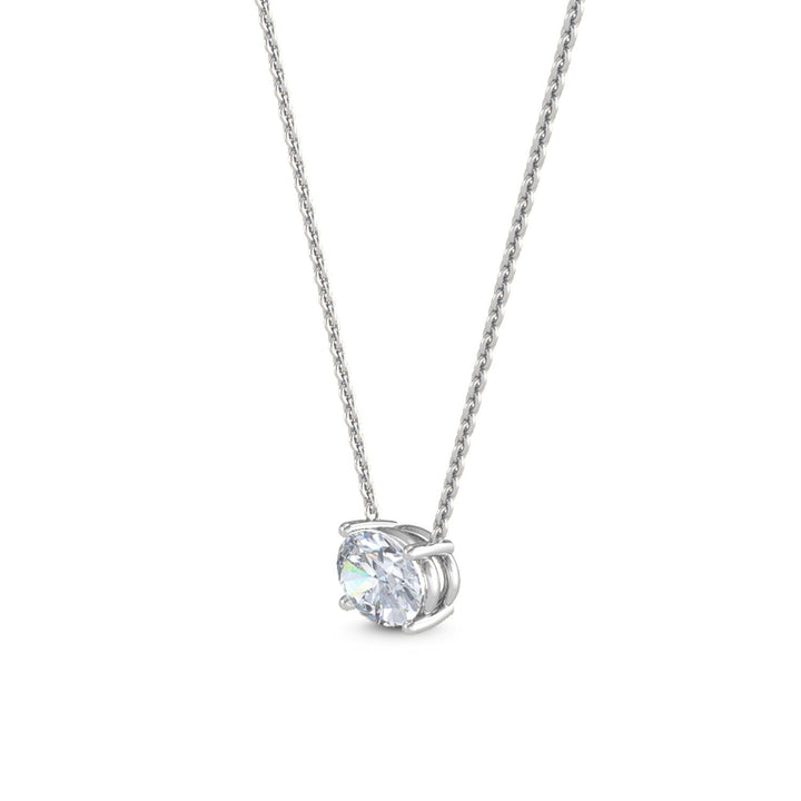 14KW 0.75CT Lab Grown Oval Solitaire Diamond Necklace