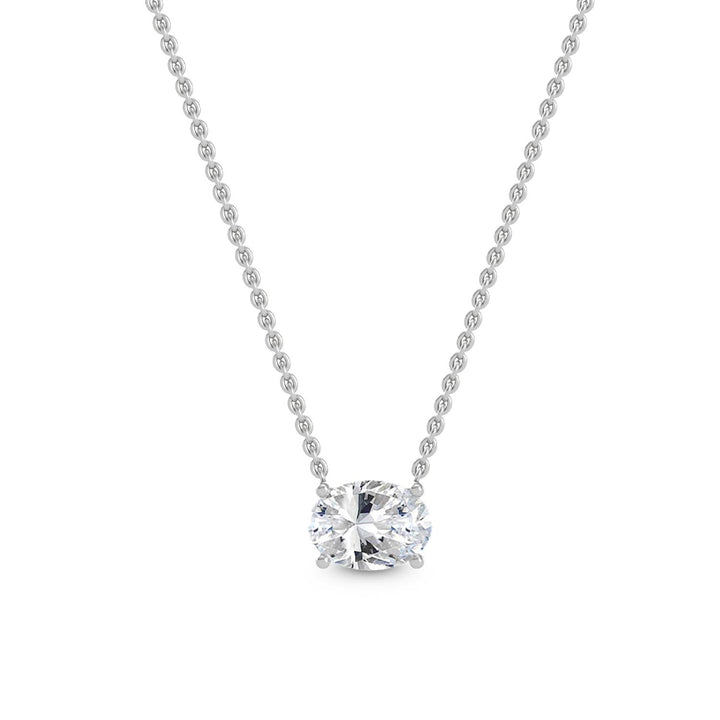 14KW 0.75CT Lab Grown Oval Solitaire Diamond Necklace
