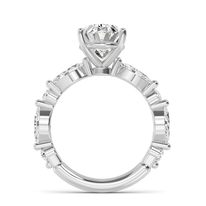 14KW Lab Grown Marquise Accented Oval Engagement Ring