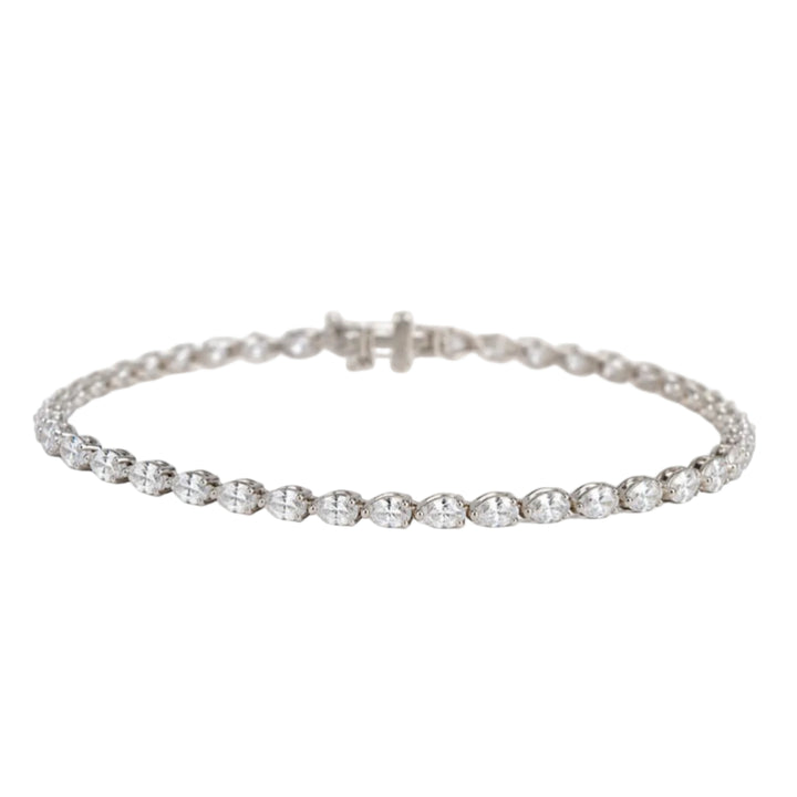 14KW 3.88 CTW Lab Grown Pear-Cut Diamond Line Bracelet