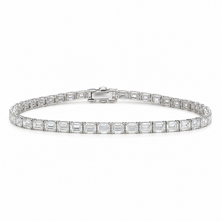14KW 5.39 CTW Lab Grown Emerald-Cut Diamond Line Bracelet