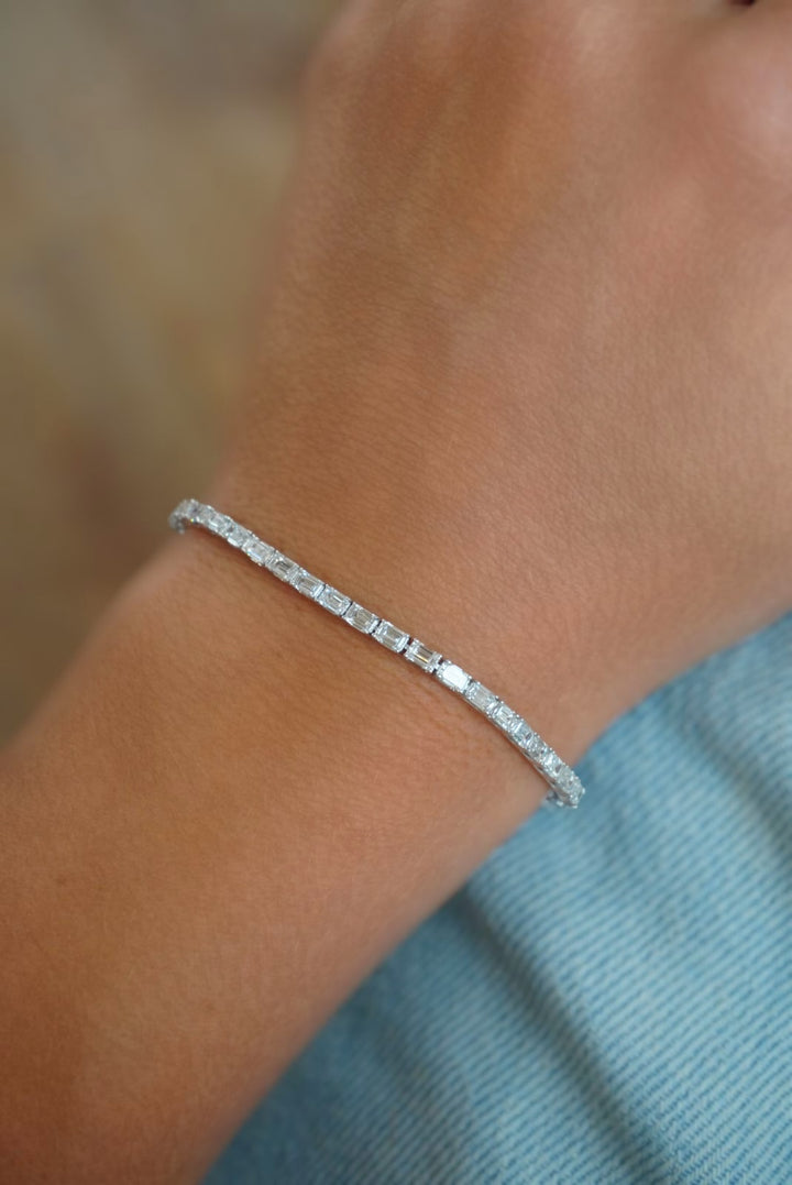 14KW 5.39 CTW Lab Grown Emerald-Cut Diamond Line Bracelet