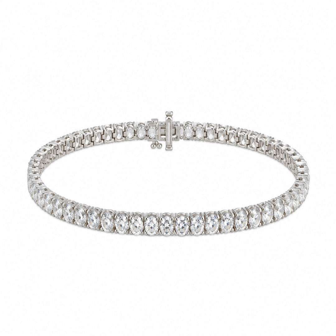 14KW Lab Grown Round Diamond Line Bracelet