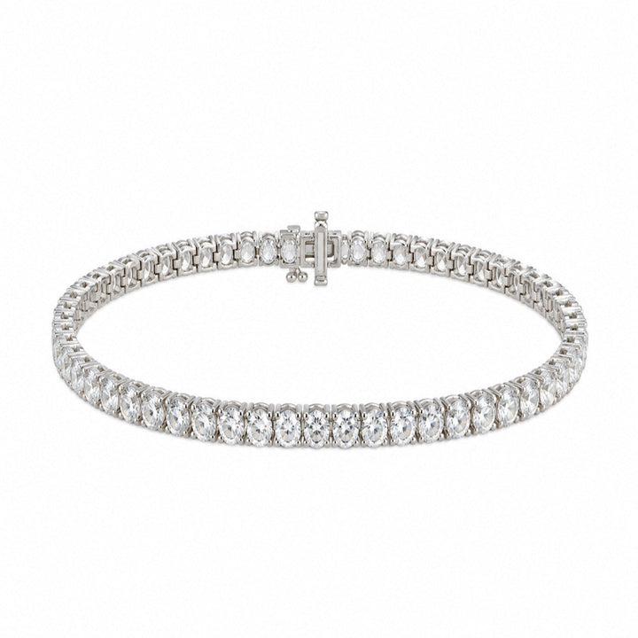 14KW Lab Grown Round Diamond Line Bracelet