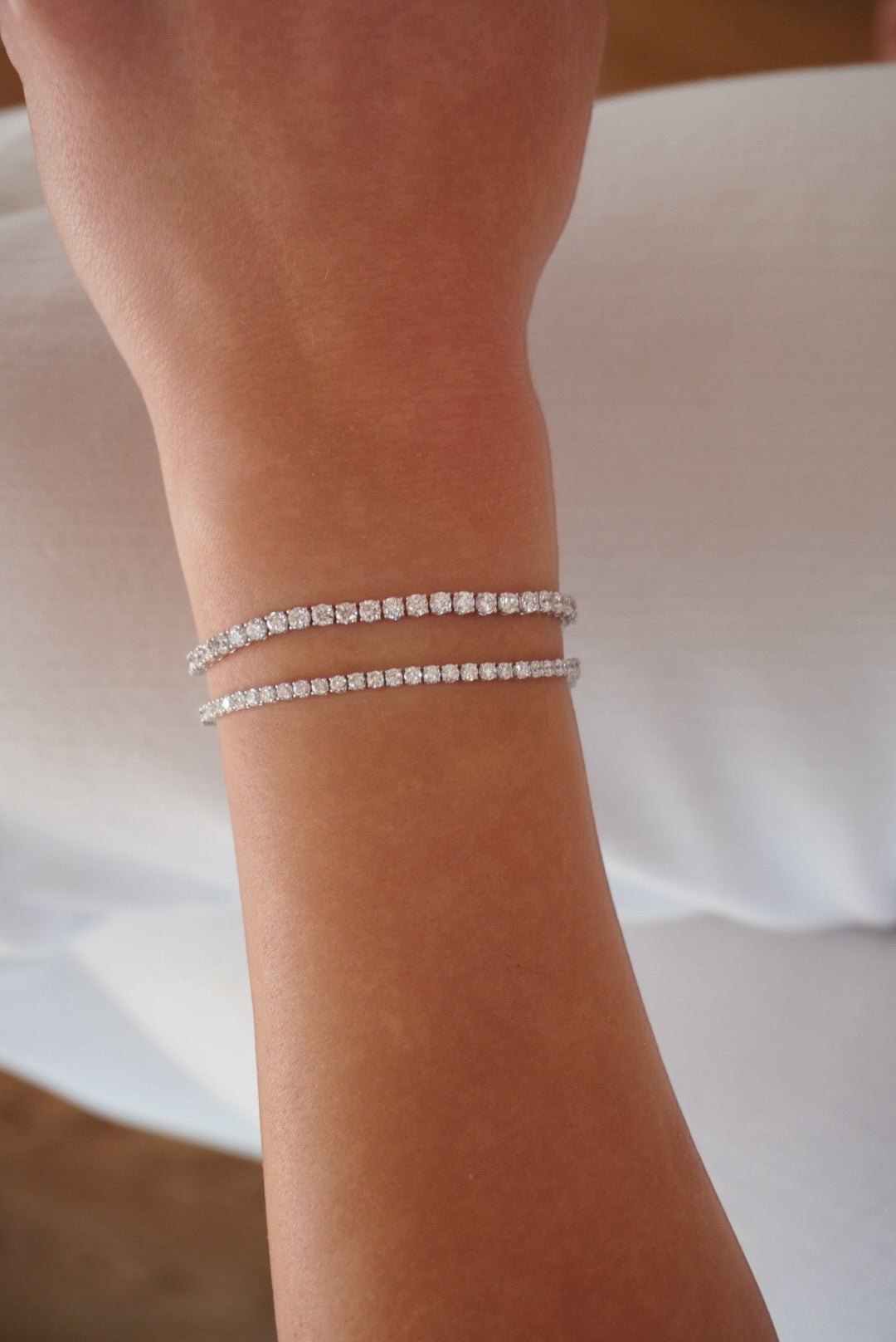 14KW Lab Grown Round Diamond Line Bracelet