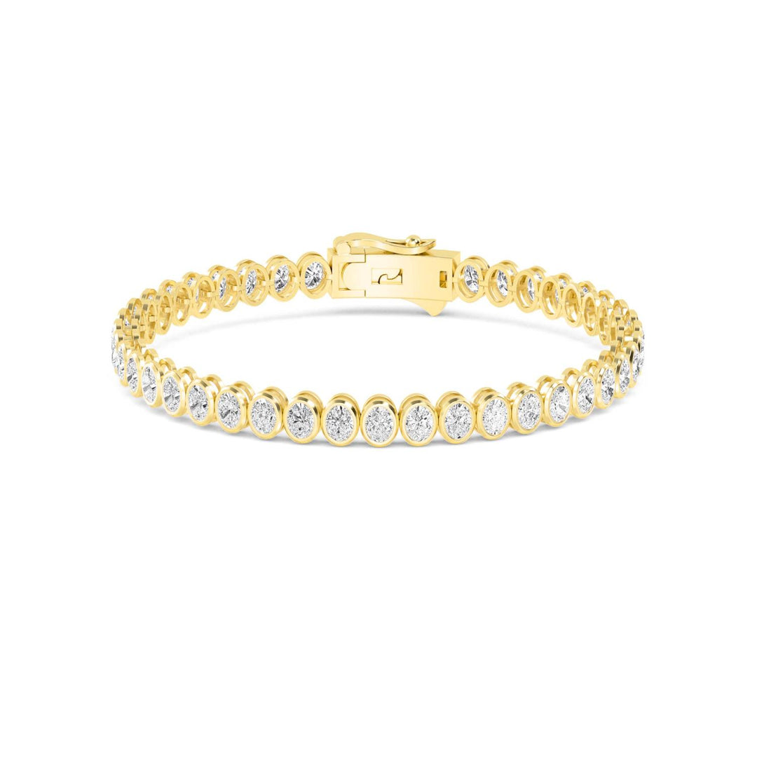 14KY 10.00CT Lab Grown Oval Bezel Diamond Bracelet