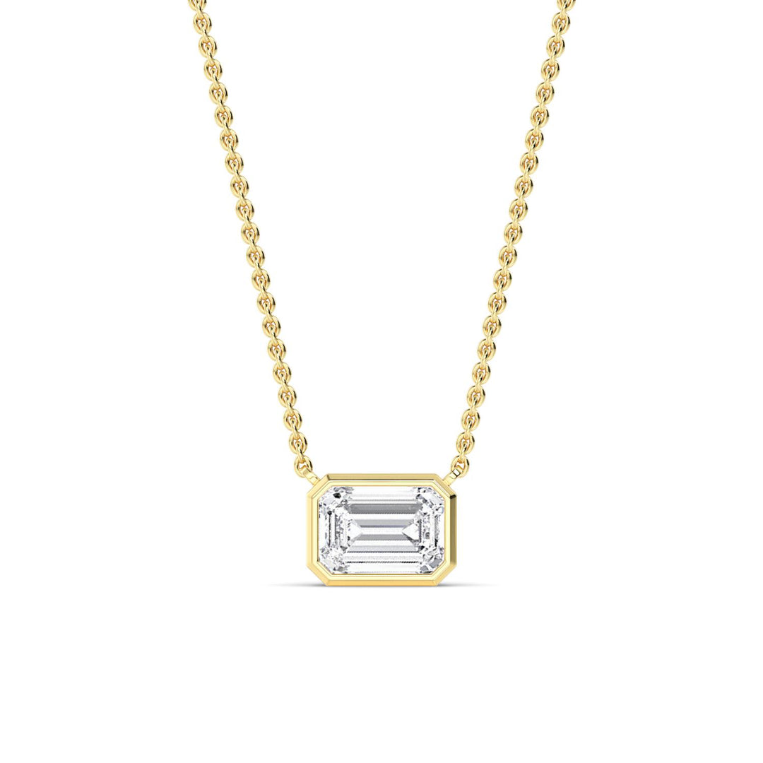 14KY 1.50CT Lab Grown Emerald Pendant Necklace