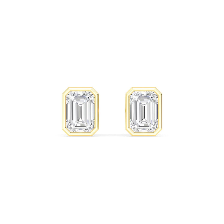 14KY 2.00CT Lab Grown Diamond Emerald Bezel Earrings
