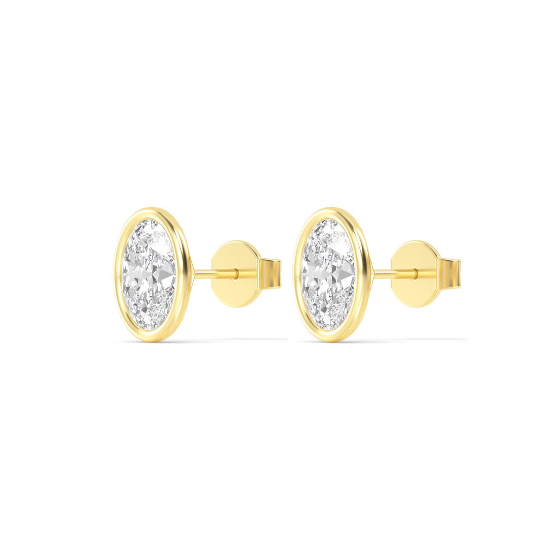 14KY 2.00CT Lab Grown Diamond Oval Bezel Earrings