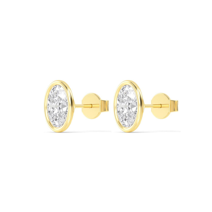14KY 2.00CT Lab Grown Diamond Oval Bezel Earrings