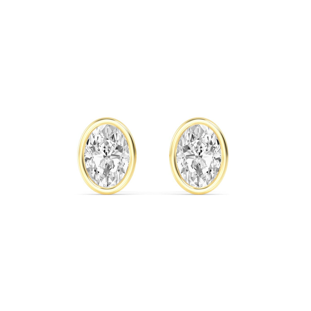 14KY 2.00CT Lab Grown Diamond Oval Bezel Earrings